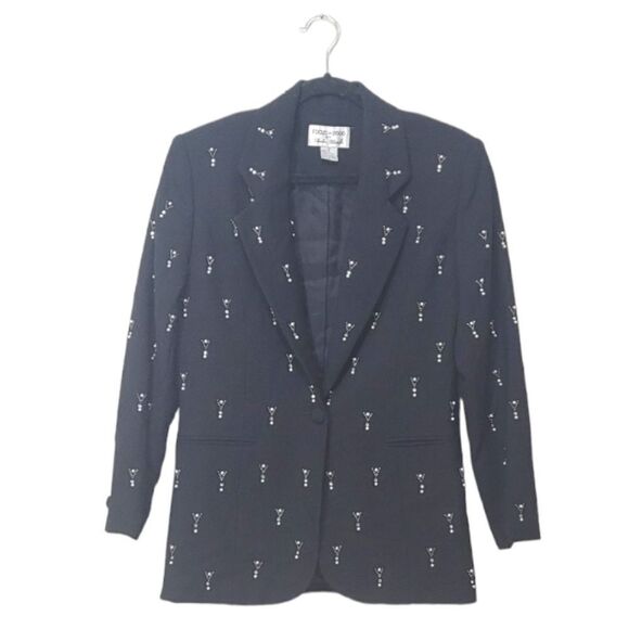 Vintage Jackets & Blazers - Vintage Black Pearl Bedazzled Blazer